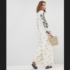 FP NEW Ivory Embroidered Vneck Wide Leg Jumpsuit!